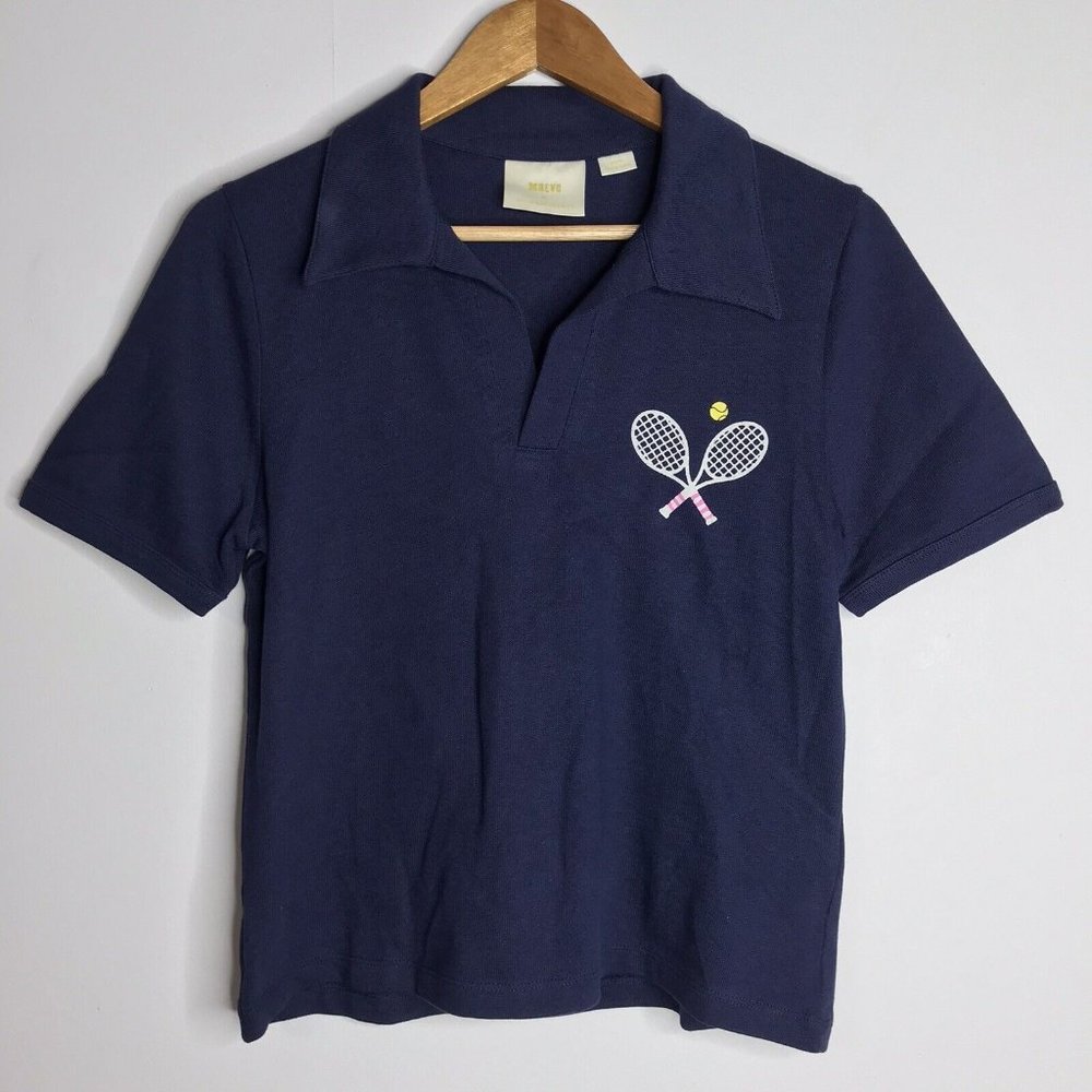 Maeve Women's Medium Navy BlueTennis Racket Shirt